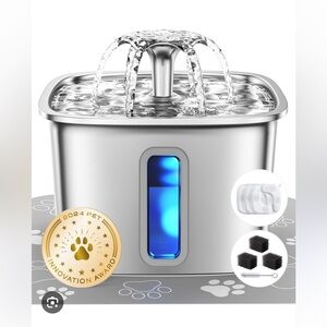 Stainless Steel Silver Cat Water Fountain - Premium Pet Hydration